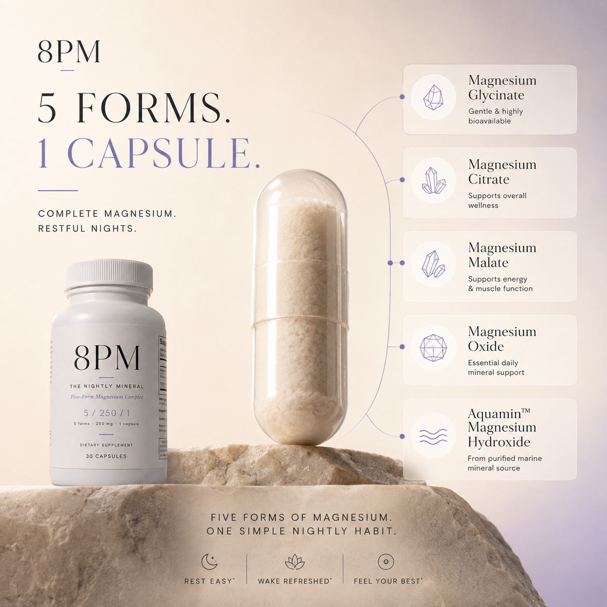 Five forms of magnesium in one 8PM capsule